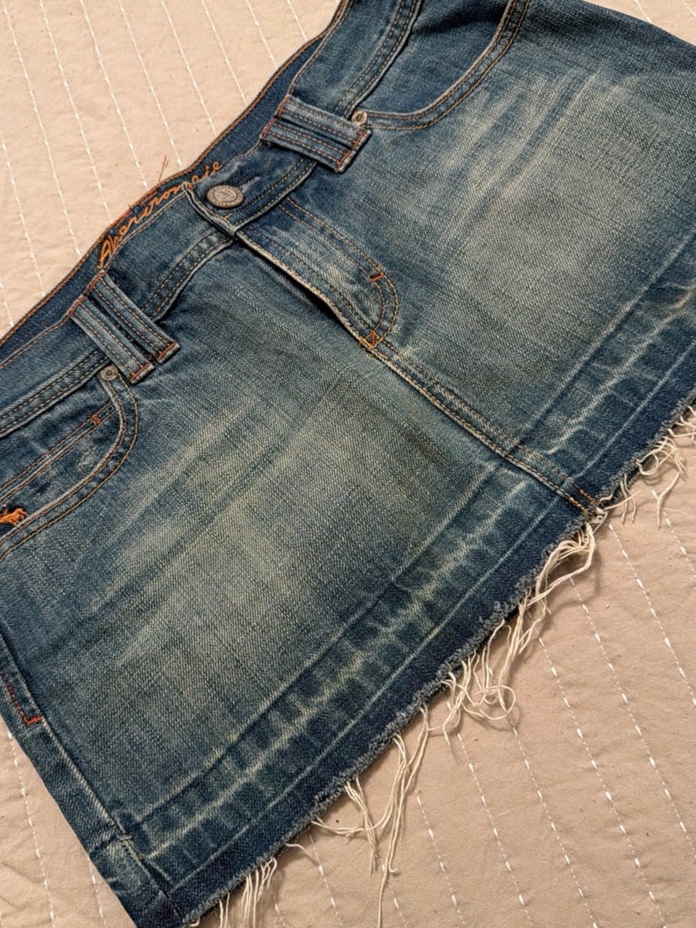 Abercrombie & Fitch Distressed Blue Denim Mini Skirt